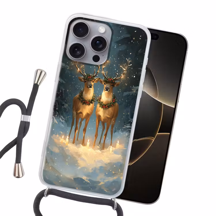 Dennensprookje - Rendier - Nacht Hoesje iPhone 16 Pro Max met koord klein -sfeer1