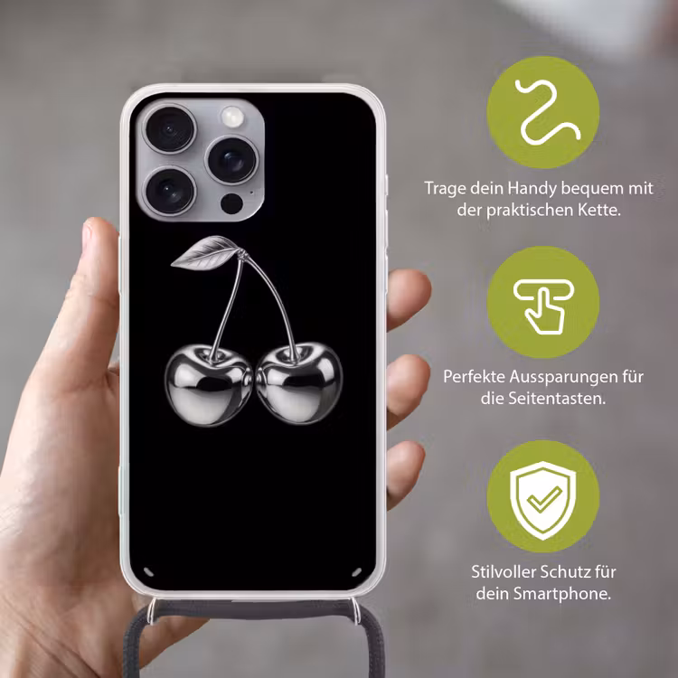 Kers - Luxueus - Metallic Hoesje iPhone 16 Pro Max met koord klein -sfeer2_DE