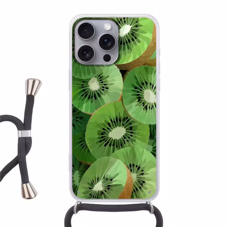 Kiwi - Groen - Pitten Hoesje iPhone 16 Pro Max met koord klein -3d