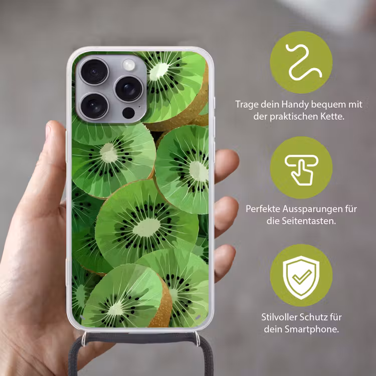 Kiwi - Groen - Pitten Hoesje iPhone 16 Pro Max met koord klein -sfeer2_DE