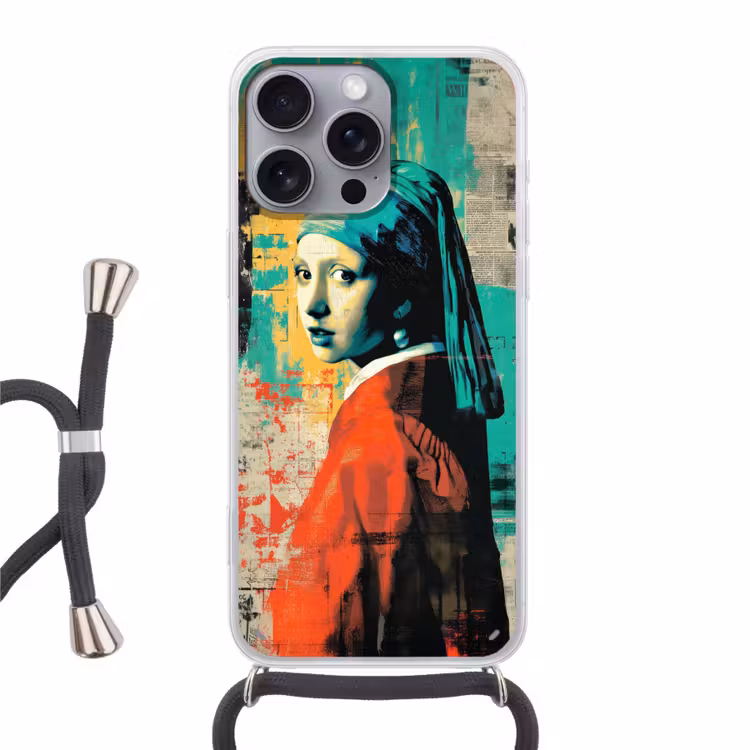 Klassiek - Pareloorbel - Streetartstijl - Kleurrijk Hoesje iPhone 16 Pro Max met koord klein -3d