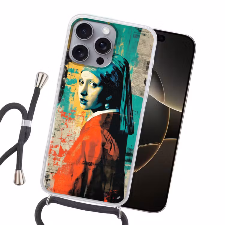Klassiek - Pareloorbel - Streetartstijl - Kleurrijk Hoesje iPhone 16 Pro Max met koord klein -sfeer1