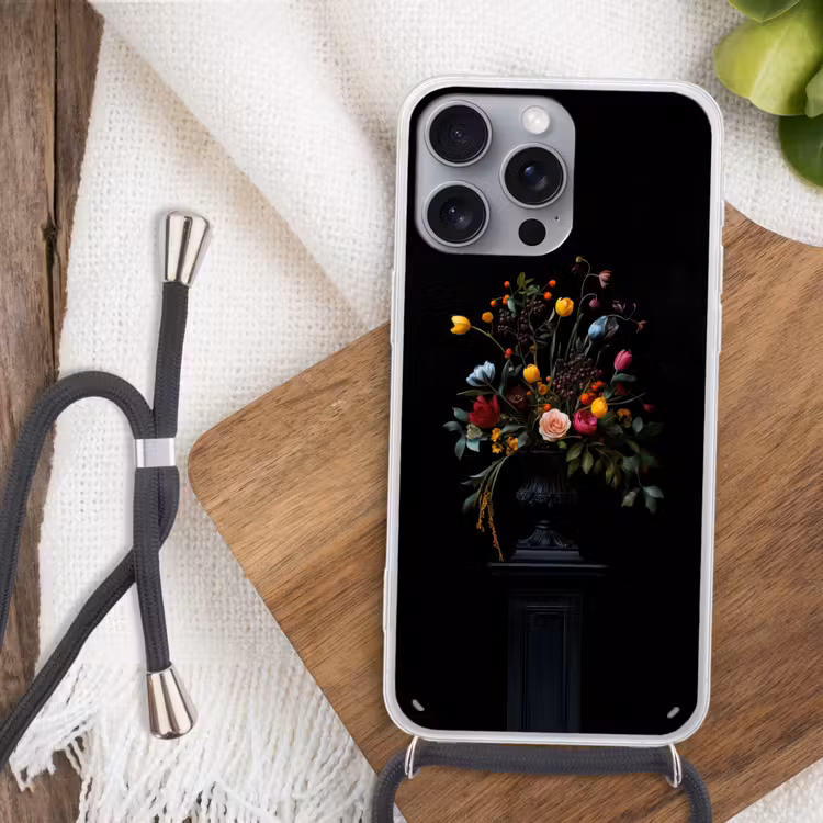 Klassiek - Vaas - Boeket - Bloemen Hoesje iPhone 16 Pro Max met koord klein -sfeer4