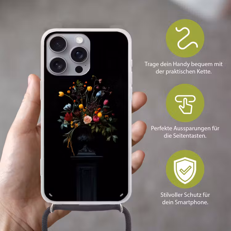 Klassiek - Vaas - Boeket - Bloemen Hoesje iPhone 16 Pro Max met koord klein -sfeer2_DE