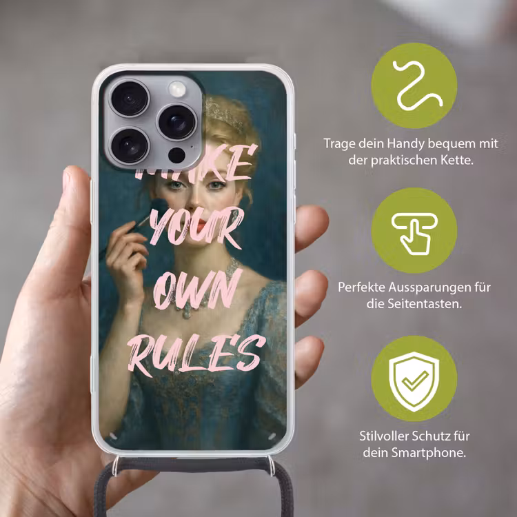 Klassiek - Sierlijk - Roze Hoesje iPhone 16 Pro Max met koord klein -sfeer2_DE