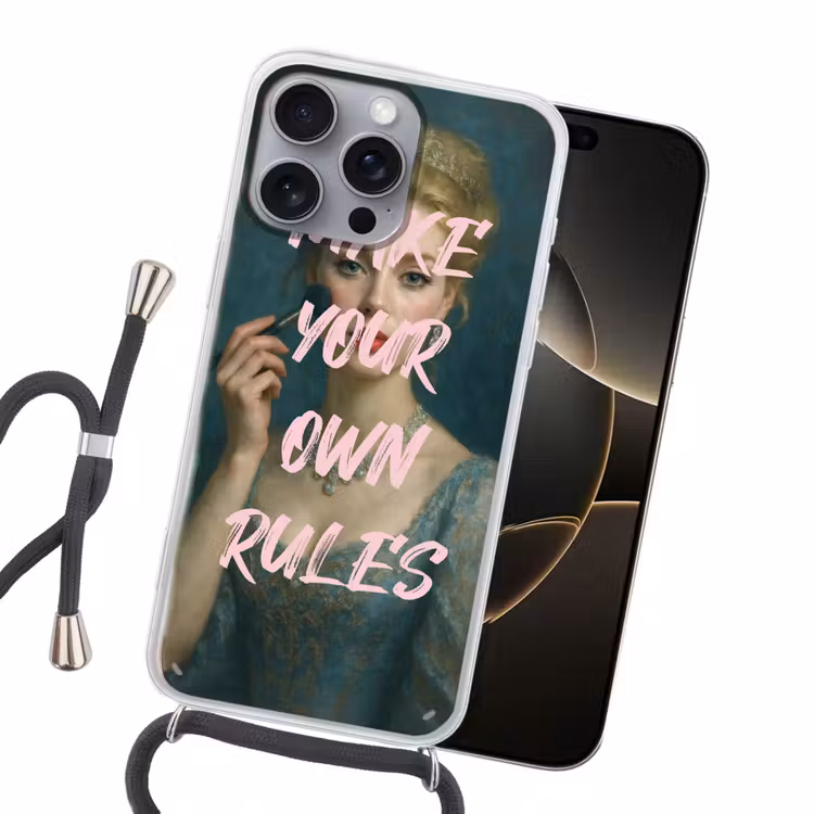 Klassiek - Sierlijk - Roze Hoesje iPhone 16 Pro Max met koord klein -sfeer1