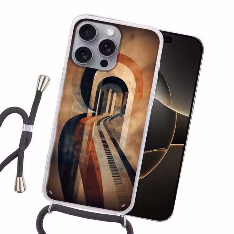 Piano - Toetsen - Abstract Hoesje iPhone 16 Pro Max met koord klein -sfeer1