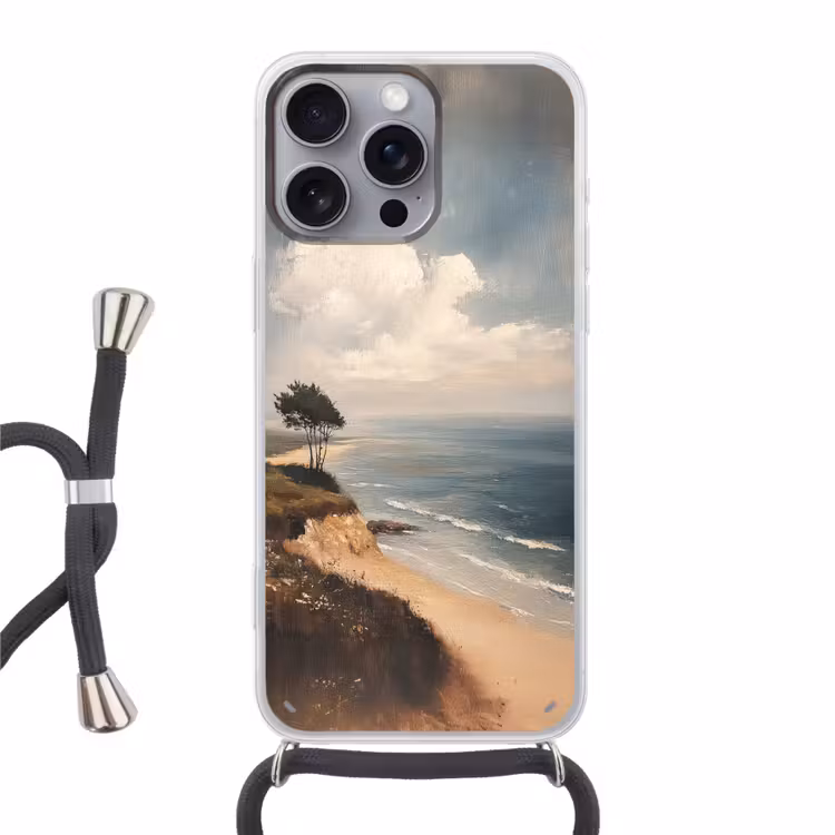 Klif - Zee - Boom Hoesje iPhone 16 Pro Max met koord klein -3d