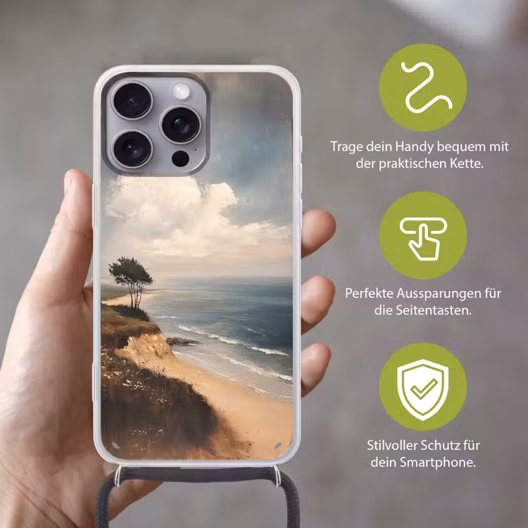 Klif - Zee - Boom Hoesje iPhone 16 Pro Max met koord klein -sfeer2_DE