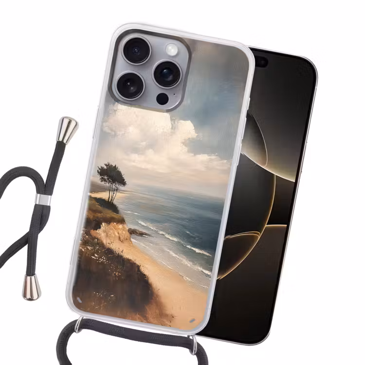 Klif - Zee - Boom Hoesje iPhone 16 Pro Max met koord klein -sfeer1