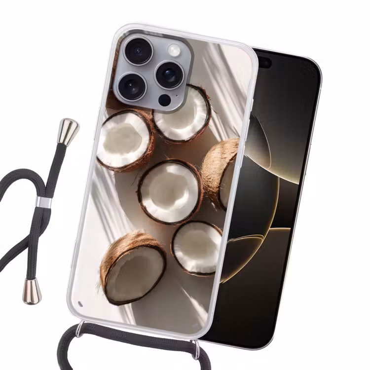 Kokosnoten - Bruin - Shaduw Hoesje iPhone 16 Pro Max met koord klein -sfeer1