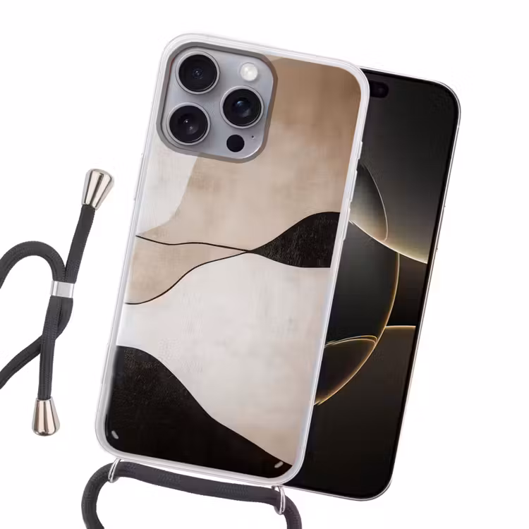 Contourlijnen - Abstracte landschap Hoesje iPhone 16 Pro Max met koord klein -sfeer1