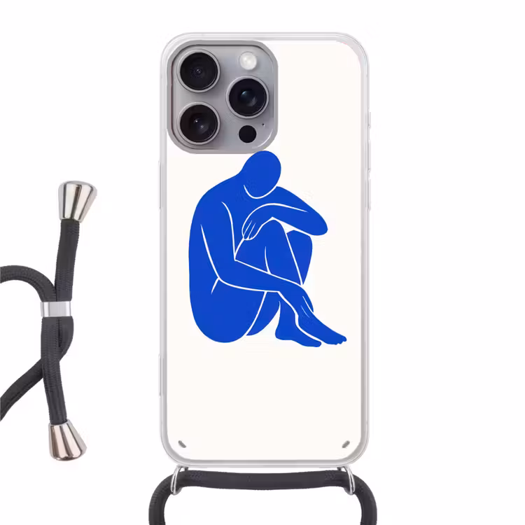 Lichaam - Abstract - Blauw Hoesje iPhone 16 Pro Max met koord klein -3d