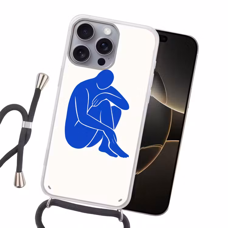 Lichaam - Abstract - Blauw Hoesje iPhone 16 Pro Max met koord klein -sfeer1