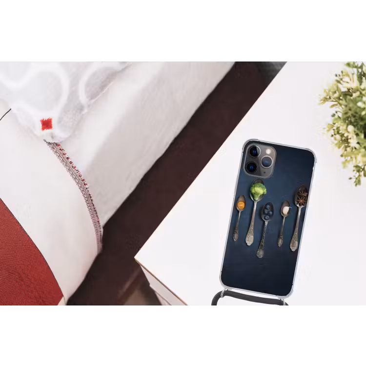 Kruiden - Lepel - Zilver - Specerijen - Industrieel Hoesje iPhone 12 Pro met koord klein -kamer