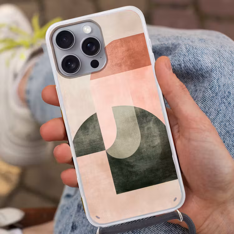 Cirkel - Abstract - Roze Hoesje iPhone 16 Pro Max met koord klein -sfeer3