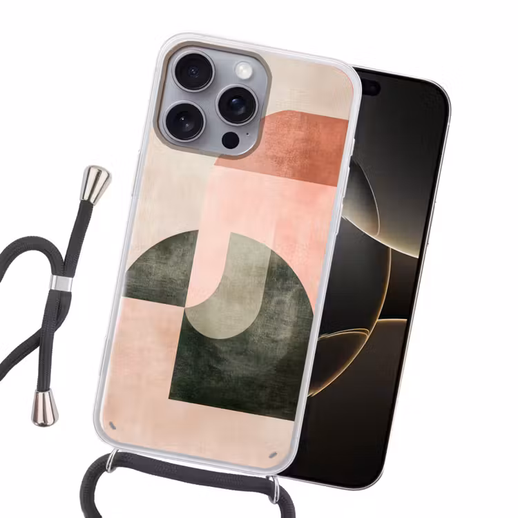 Cirkel - Abstract - Roze Hoesje iPhone 16 Pro Max met koord klein -sfeer1