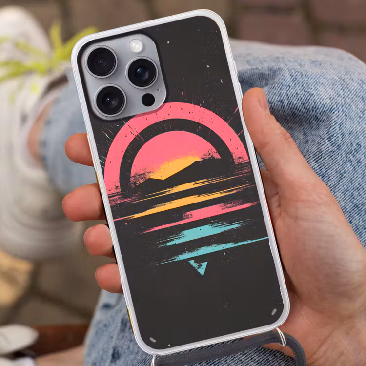 Cirkel - Abstract - Roze Hoesje iPhone 16 Pro Max met koord klein -sfeer3