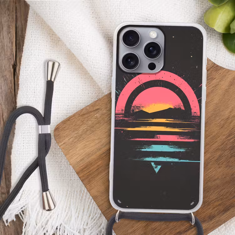 Cirkel - Abstract - Roze Hoesje iPhone 16 Pro Max met koord klein -sfeer4