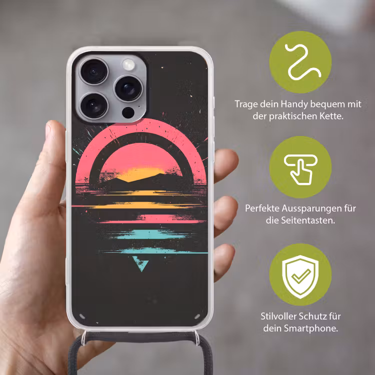Cirkel - Abstract - Roze Hoesje iPhone 16 Pro Max met koord klein -sfeer2_DE