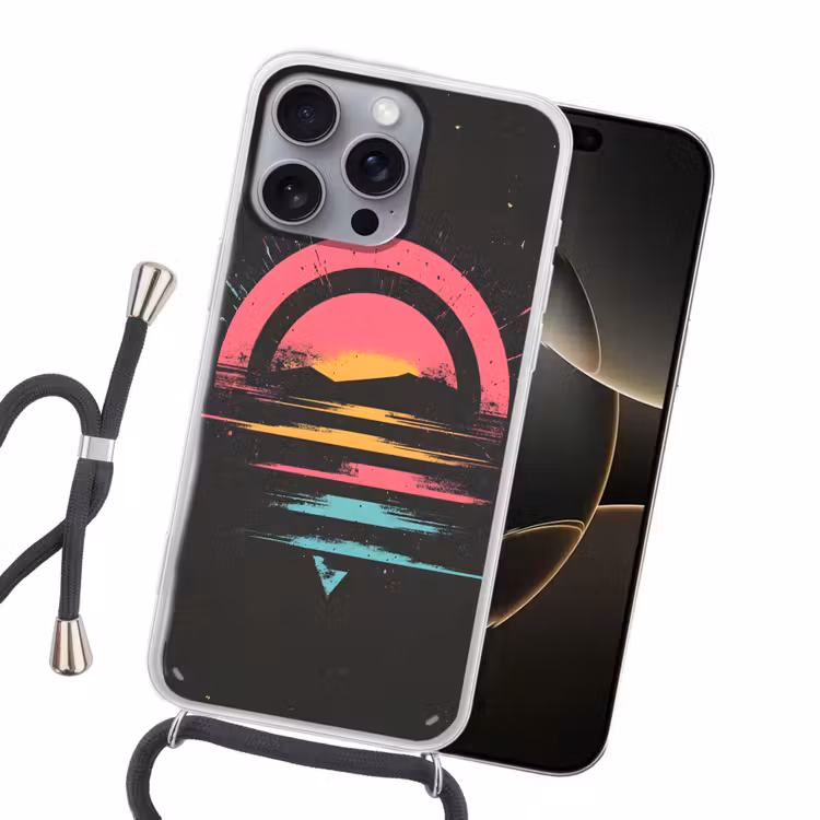Cirkel - Abstract - Roze Hoesje iPhone 16 Pro Max met koord klein -sfeer1