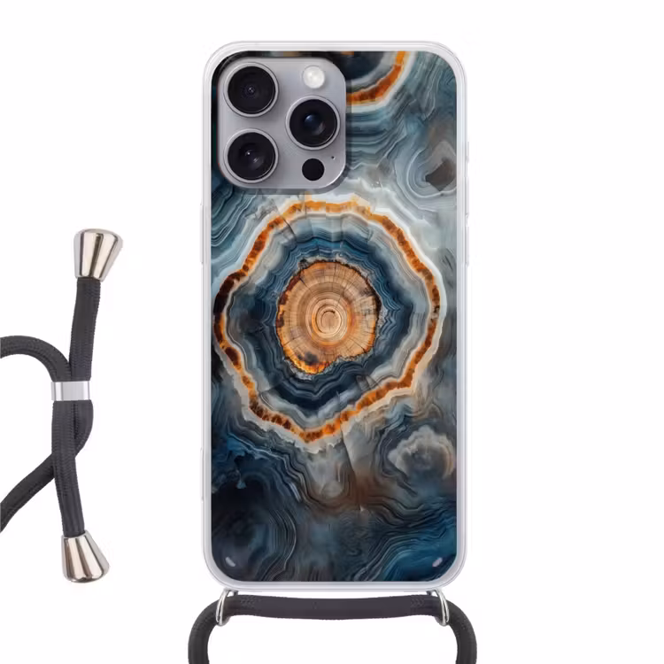 Cirkel - Ringen - Steen - Tinten Hoesje iPhone 16 Pro Max met koord klein -3d
