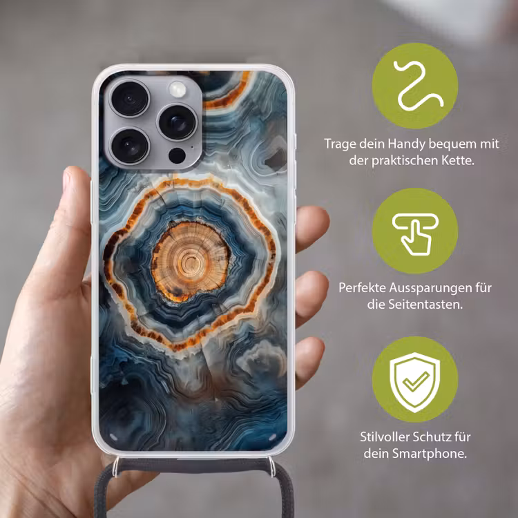 Cirkel - Ringen - Steen - Tinten Hoesje iPhone 16 Pro Max met koord klein -sfeer2_DE
