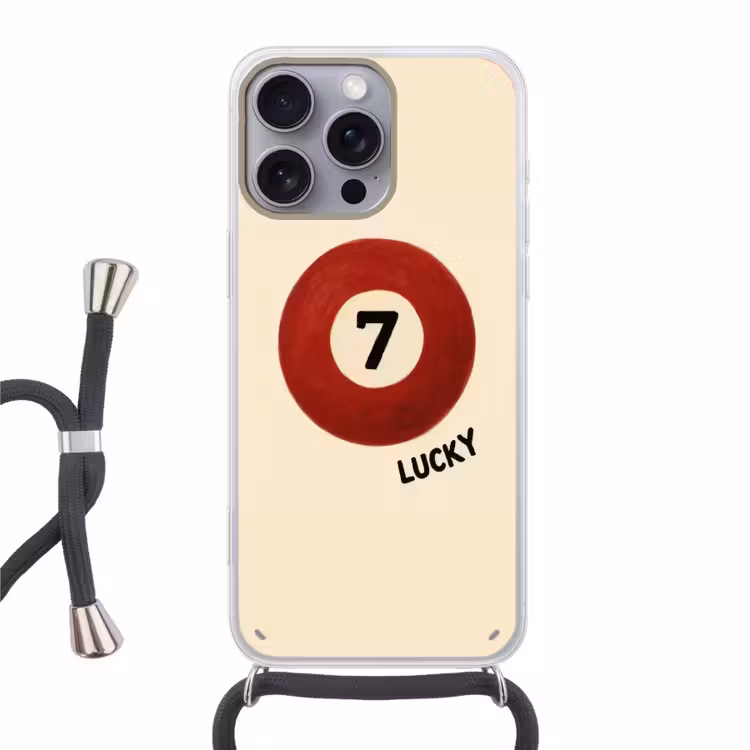 Cirkel - Zeven - Lucky - Rood Hoesje iPhone 16 Pro Max met koord klein -3d
