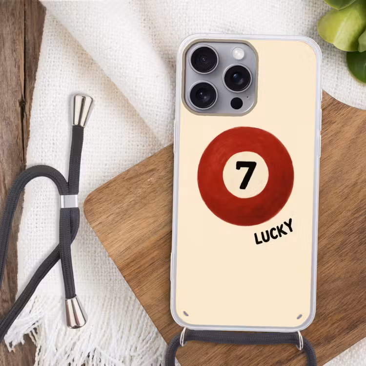 Cirkel - Zeven - Lucky - Rood Hoesje iPhone 16 Pro Max met koord klein -sfeer4