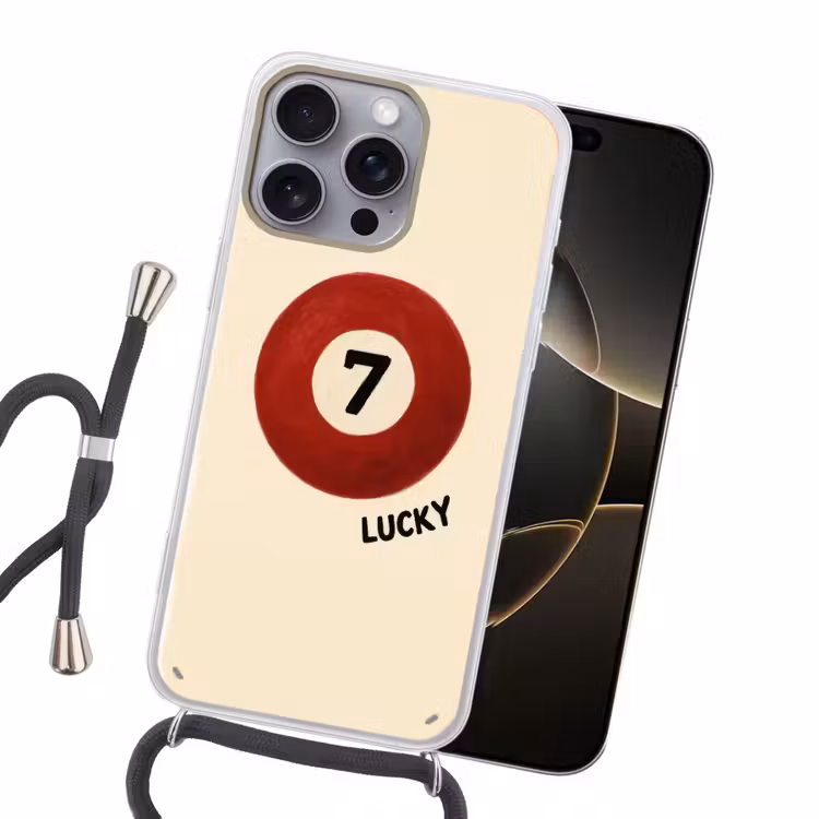 Cirkel - Zeven - Lucky - Rood Hoesje iPhone 16 Pro Max met koord klein -sfeer1