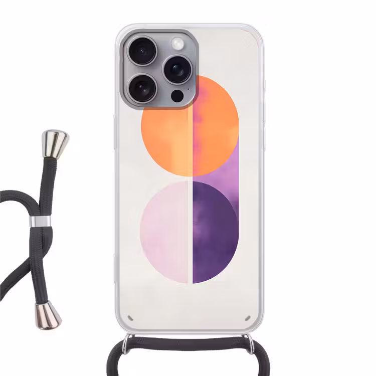 Cirkels - Abstract - Paars Hoesje iPhone 16 Pro Max met koord klein -3d