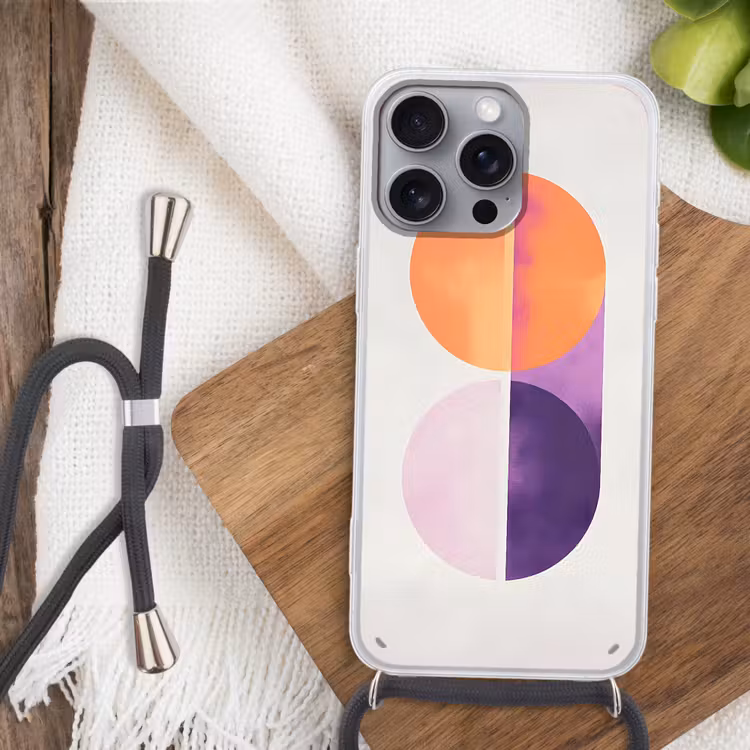 Cirkels - Abstract - Paars Hoesje iPhone 16 Pro Max met koord klein -sfeer4