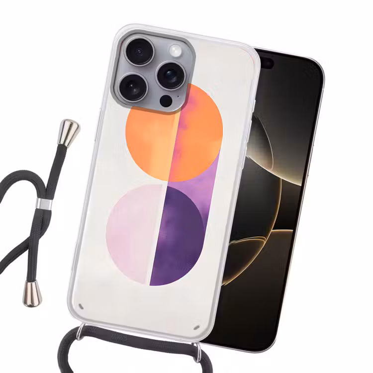 Cirkels - Abstract - Paars Hoesje iPhone 16 Pro Max met koord klein -sfeer1