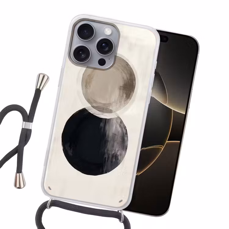 Cirkels - Vorm - Beige - Abstract Hoesje iPhone 16 Pro Max met koord klein -sfeer1