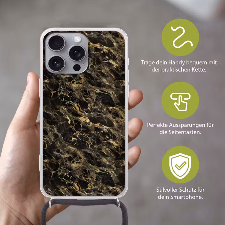 Kristal - Goud - Zwart - Marmer Hoesje iPhone 16 Pro Max met koord klein 804 -sfeer2_DE