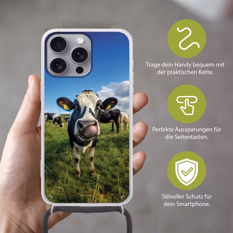 Koe - Tong - Weide Hoesje iPhone 16 Pro Max met koord klein -sfeer2_DE