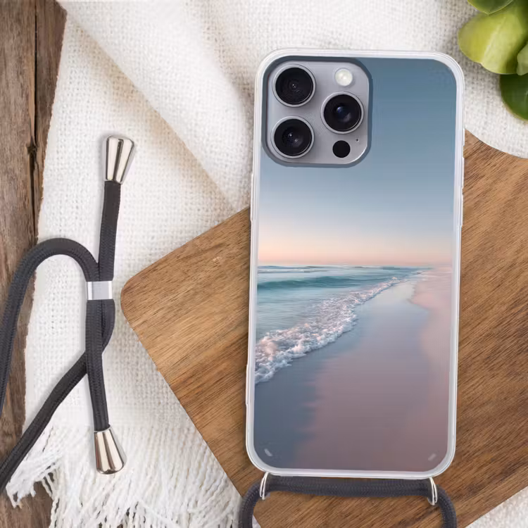 Kustlijn - Pastel - water Hoesje iPhone 16 Pro Max met koord klein -sfeer4