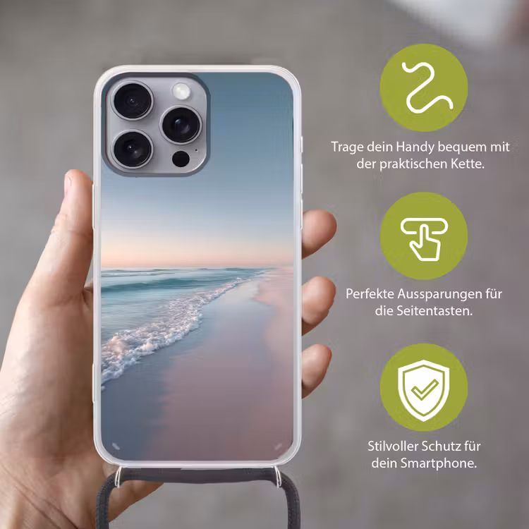 Kustlijn - Pastel - water Hoesje iPhone 16 Pro Max met koord klein -sfeer2_DE