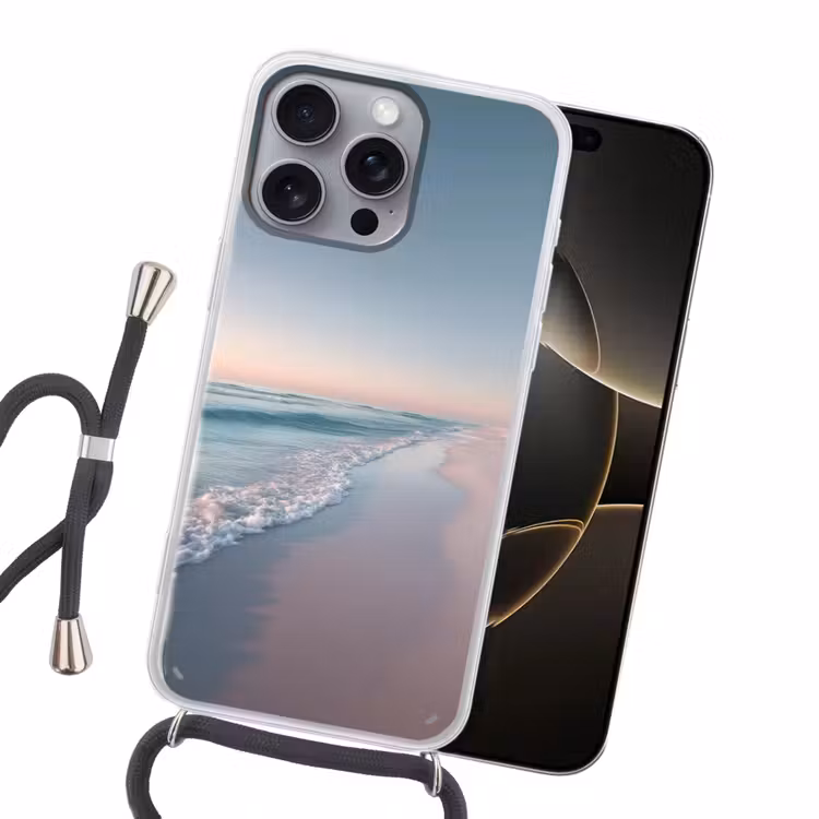 Kustlijn - Pastel - water Hoesje iPhone 16 Pro Max met koord klein -sfeer1