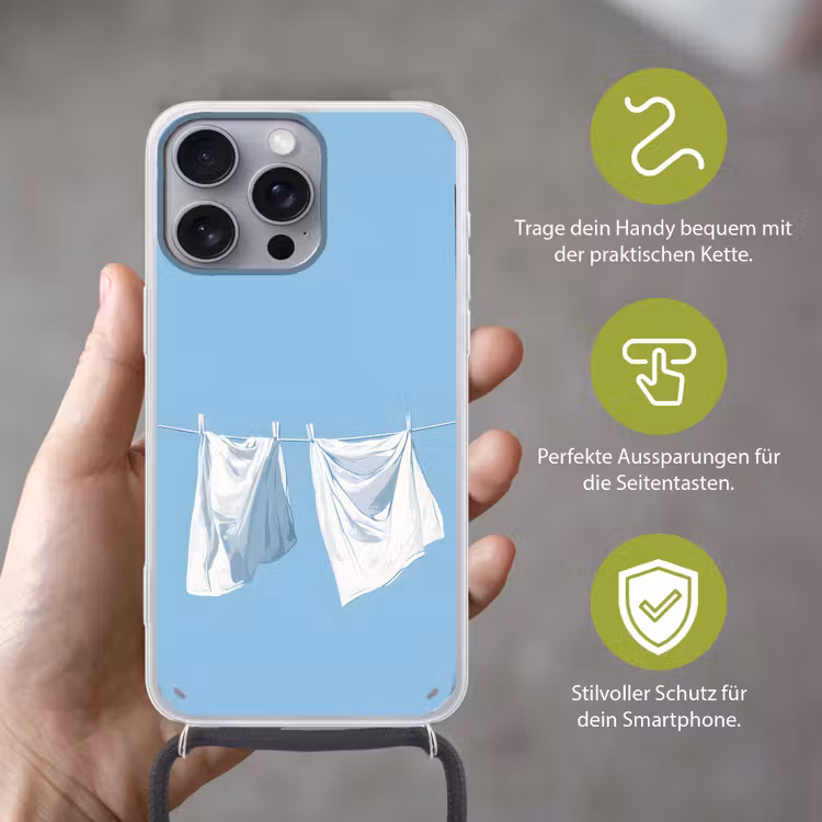 Lakens - Waslijn - Blauw - Minimalistisch Hoesje iPhone 16 Pro Max met koord klein -sfeer2_DE
