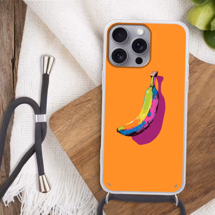 Felle kleuren - Banaan - popart Hoesje iPhone 16 Pro Max met koord klein -sfeer4