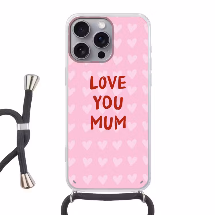 Love - Quote - Moeder - Rood Hoesje iPhone 16 Pro Max met koord klein -3d