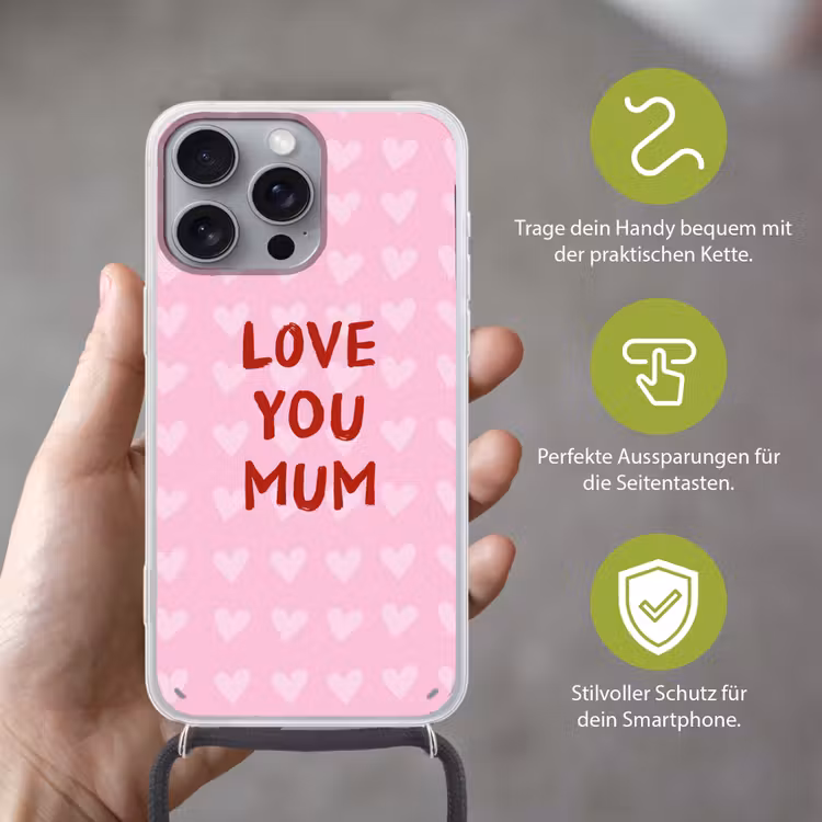 Love - Quote - Moeder - Rood Hoesje iPhone 16 Pro Max met koord klein -sfeer2_DE