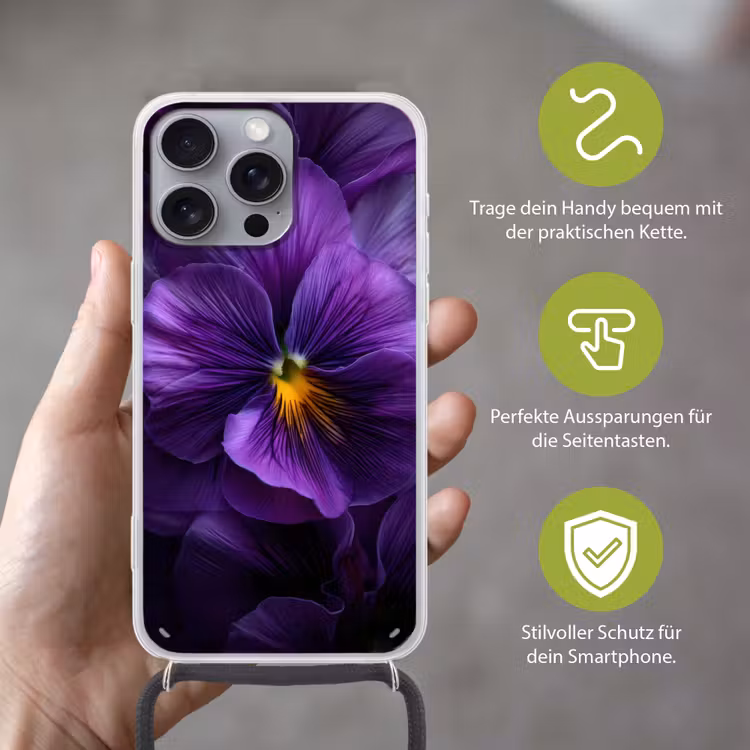 Paars - Viool - Diepte Hoesje iPhone 16 Pro Max met koord klein -sfeer2_DE