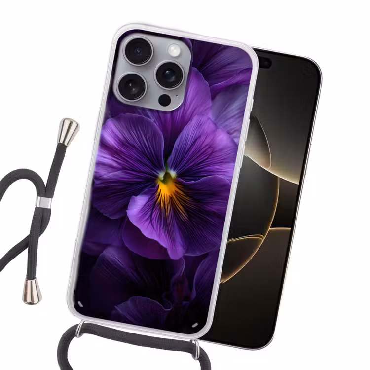 Paars - Viool - Diepte Hoesje iPhone 16 Pro Max met koord klein -sfeer1