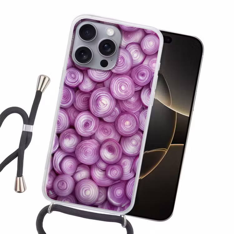 Paars - Uien - Close up Hoesje iPhone 16 Pro Max met koord klein -sfeer1