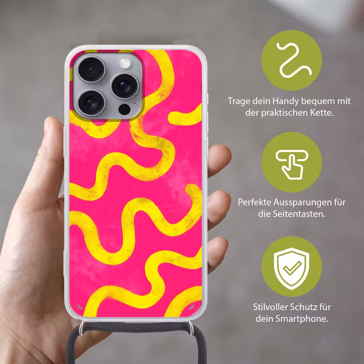 Lijn - Geel - Abstract Hoesje iPhone 16 Pro Max met koord klein -sfeer2_DE