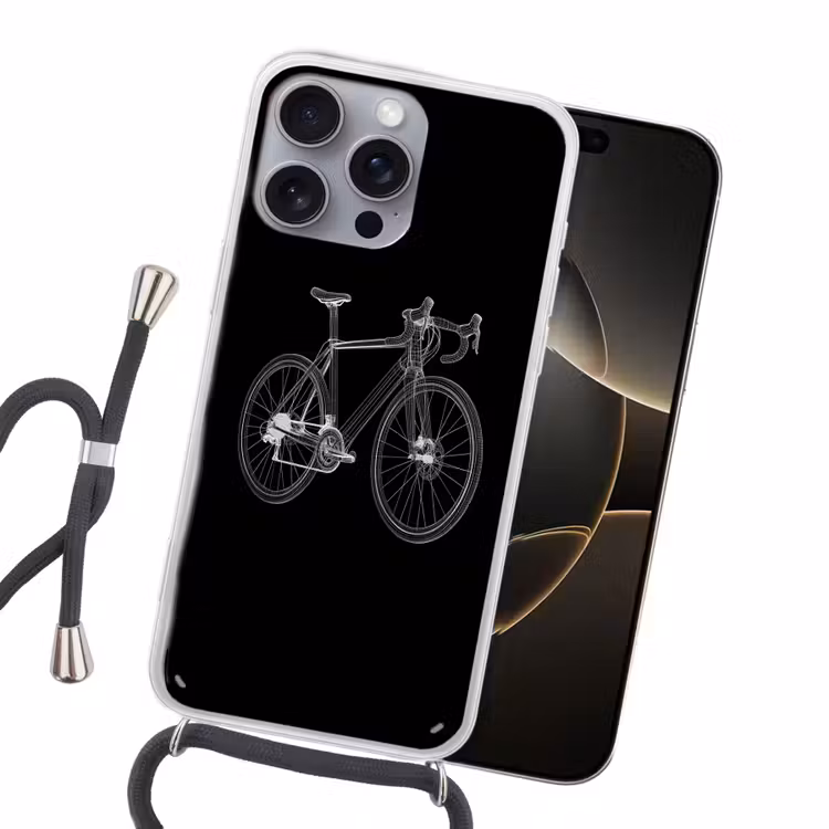 Lijnen - Illustratie - Wit Hoesje iPhone 16 Pro Max met koord klein -sfeer1