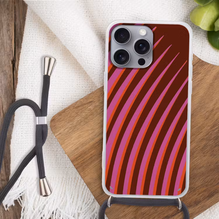 Lijnen - Rood - Beweging Hoesje iPhone 16 Pro Max met koord klein -sfeer4