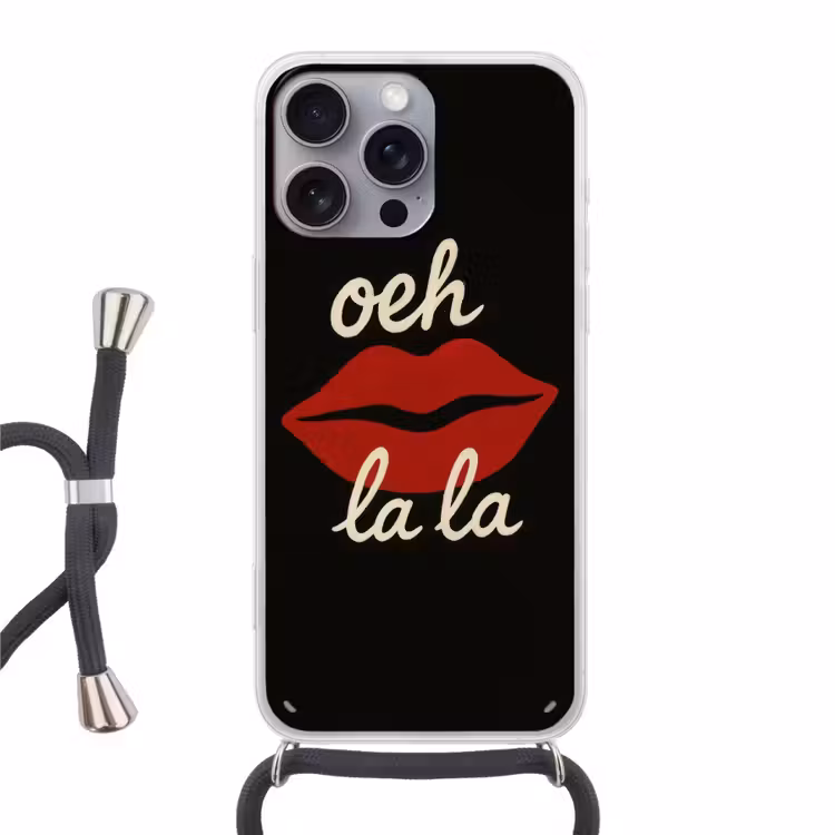 Lip - Rood - Quote Hoesje iPhone 16 Pro Max met koord klein -3d